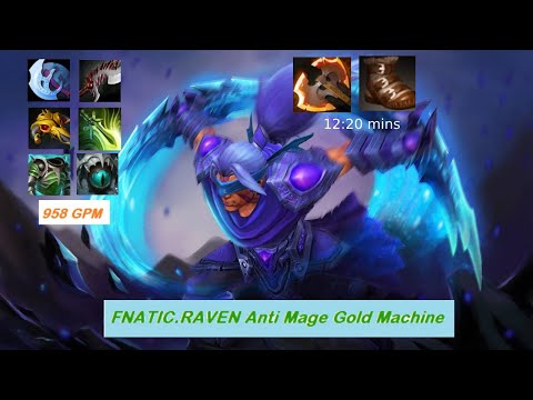 FNATIC.RAVEN Anti Mage Gold digger 12 mins Power Treads and Battle Fury | Dota Pro High MMR