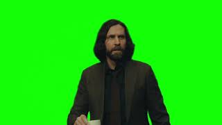 Alan Wake drinks coffee green screen