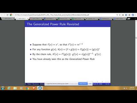 MATH 203 001 3/27 Lecture Part 1: The Chain Rule