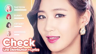 Girls&#39; Generation - Check (Line Distribution + Lyrics Karaoke) PATREON REQUESTED