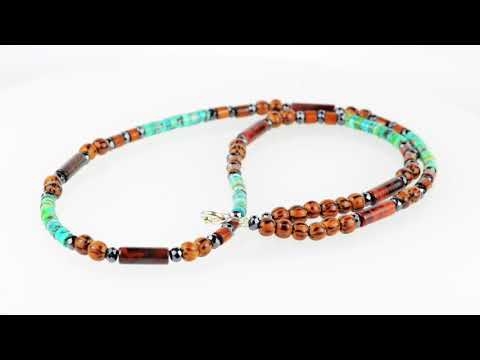 GN-018 CUSTOM MADE Sterling Silver, Shell & Turquoise New Surf Choker Necklace.