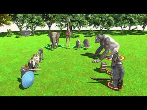 ARBS Modern Humans VS Giant Primates VS Modern Mammals | Animal Revolt Battle Simulator