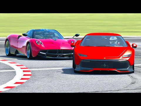 Ferrari Deborah vs Pagani Huayra at Top Gear Track
