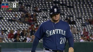 SEA@LAA: Vogelbach reaches base, makes mistake