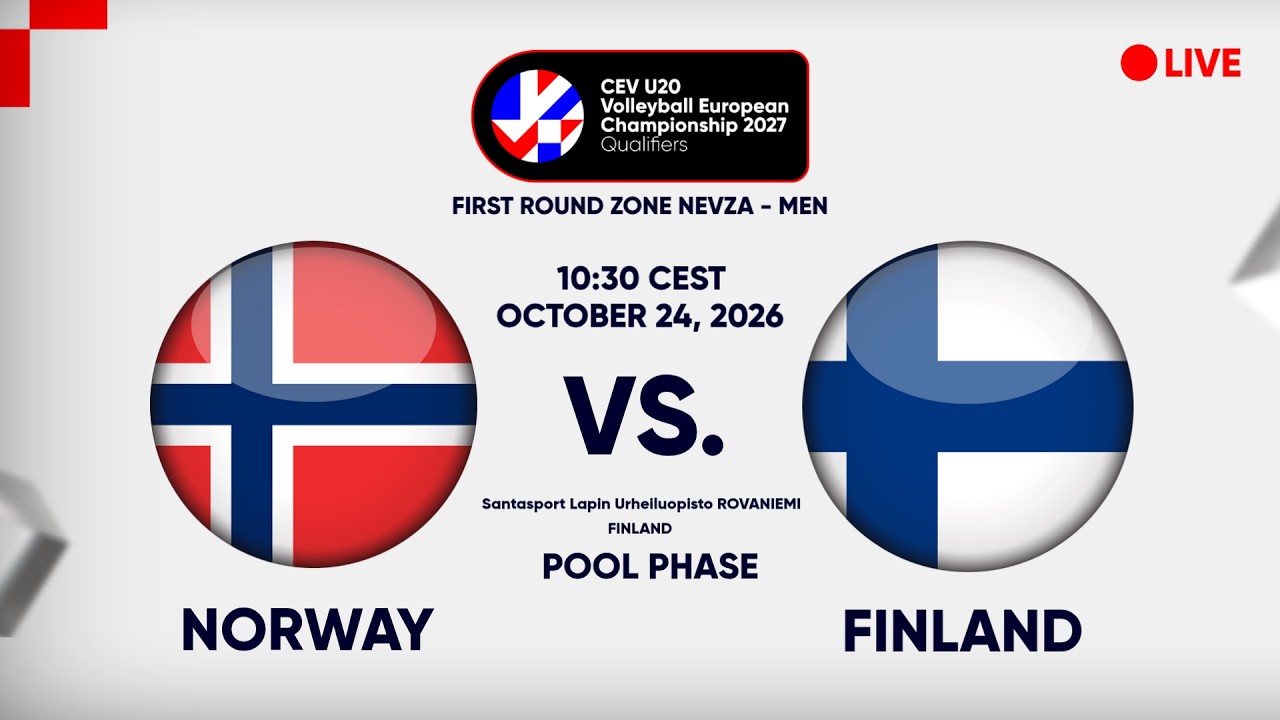 LIVE | NORWAY vs. FINLAND | CEV U20 EuroVolley 2027 Men | Qualifiers | NEVZA | POOL PHASE