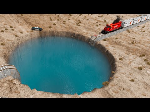 Train vs Giant Pit Deep Water #2 - BeamNG.drive