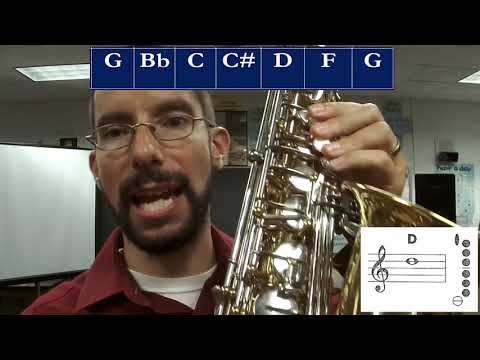 Concert B-Flat Blues Scale - Alto Sax Tutorial & Note Map