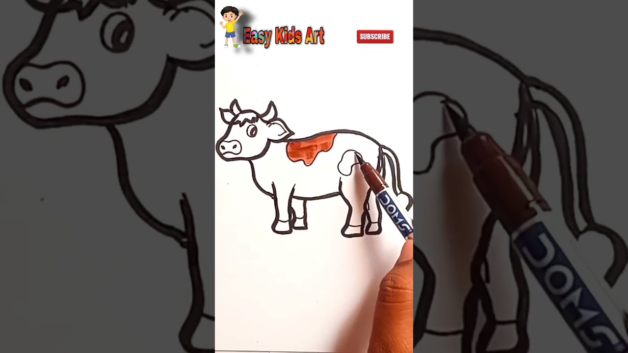 EASY & SIMPLE DRAWING OF COW-DRAWING FOR BEGINNERS - COW #cow #cows #cowdrawing #drawing #shorts