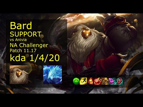 Bard Support vs Anivia - NA Challenger 1/4/20 Patch 11.17 Gameplay