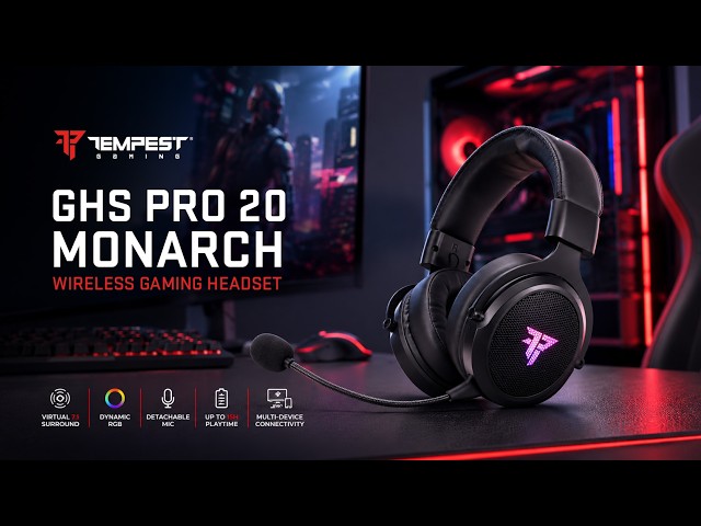 Cuffie da gioco Tempest GHS PRO 20 Monarch RGB Wireless PC/PS4/PS5/Switch video