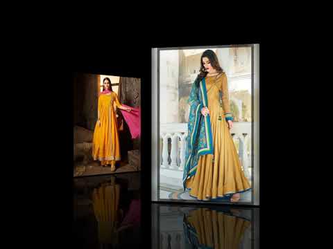 Yellow Embroidery Design Embroidered Net Semi Stitched Anarkali, Size: Large