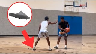 Playing 1v1 in Yeezy Slides! (twin vs twin)