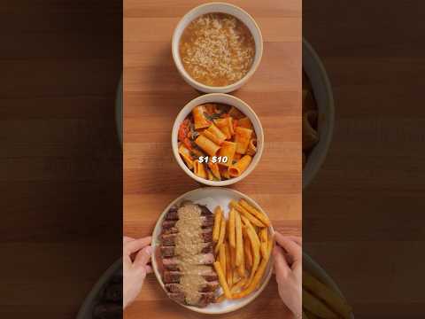 Cheap vs expensive date night #cooking #recipe #foodasmr #food