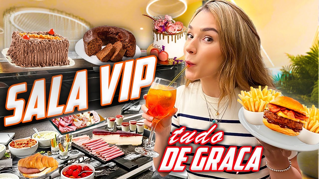 MINHA PRIMEIRA VEZ NA SALA VIP DO AEROPORTO! COMI MUITO!