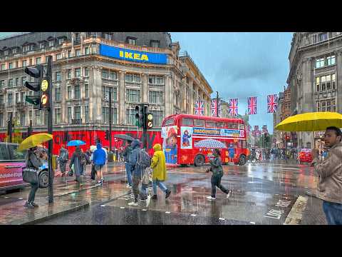 LONDON, England – RAINY WEST END Walking Tour 4K HDR 🇬🇧