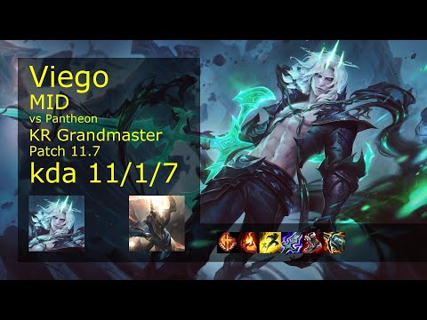 Viego vs Pantheon Mid - KR Grandmaster 11/1/7 Patch 11.7 Gameplay // [롤] 비에고 vs 판테온 미드