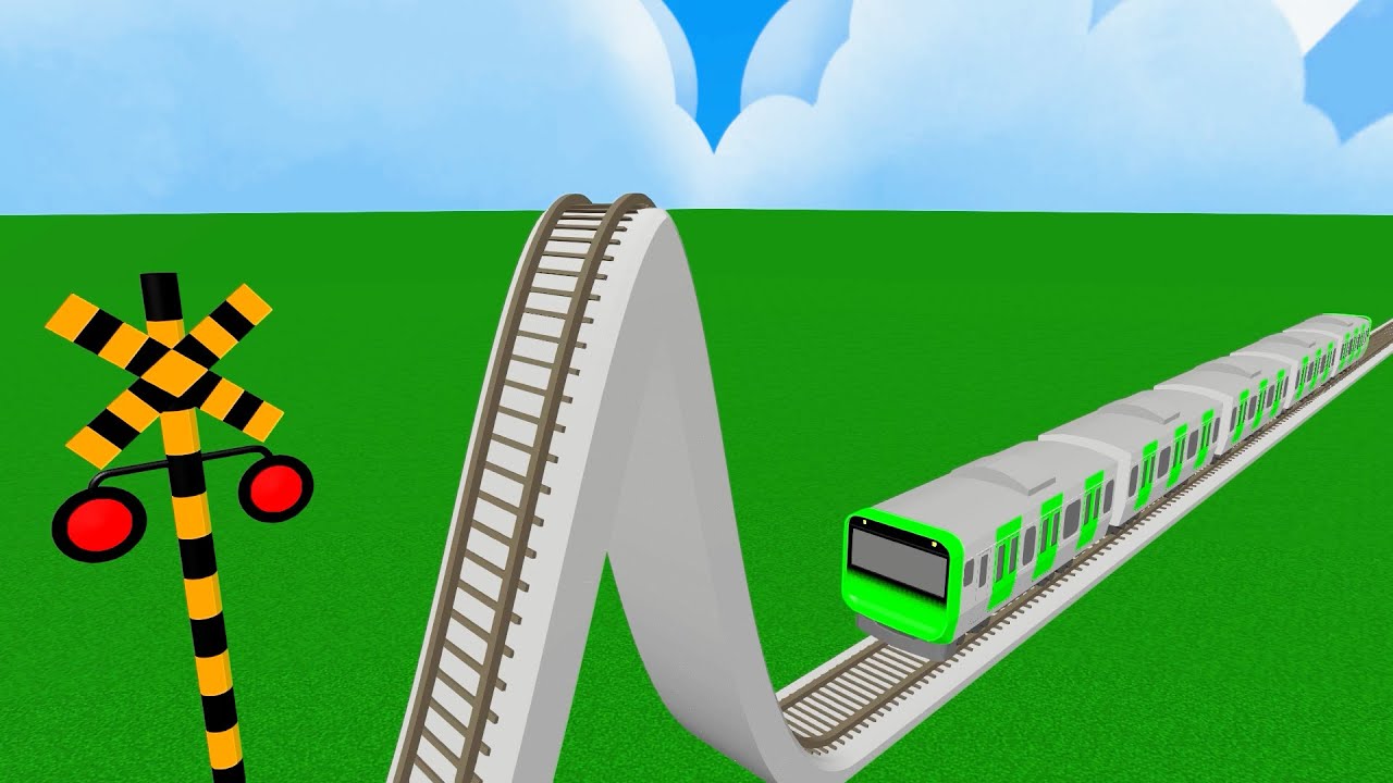 【踏切アニメ】でこぼこ線路を走る山手線の電車【カンカンカン】 | Railroad Crossing Animation