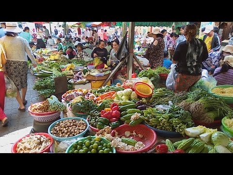 Natural Life In Asian Market In The City - Cambodian Street Food In Phnom Penh - Food View In Market
