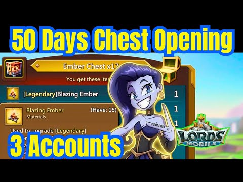 50 Days Chest Opening on 3 Accounts 😱 | Huge Gold Drop & Gear Upgrade | Lords Mobile Chest Opening