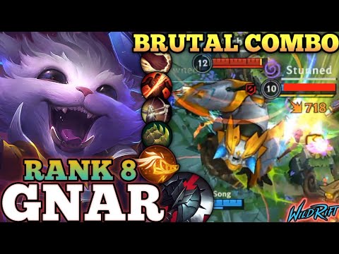 GNAR TOPLANE UNSTOPPABLE MVP PLAY! BEST META BUILD ABUSE - TOP 8 GLOBAL GNAR BY 俺也一样 - WILD RIFT