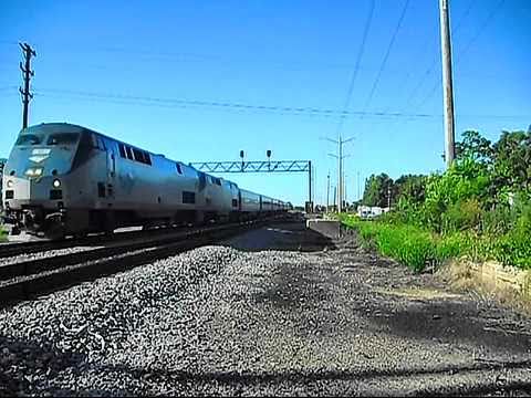 Amtrak 393 at Kankakee IL 8-15-10 Crossing Norfolk Southern