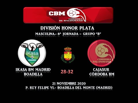 IKASA BM MADRID-BOADILLA vs CAJASUR CÓRDOBA BM DIVISIÓN HONOR PLATA GRUPO "B" JORNADA 8ª 21-11-20.