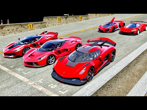 Koenigsegg Jesko with SuperSonic Engine vs Ferrari Hypercars - Drag Race 20 KM