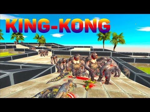 DINOSAURS VS GORILLA KING KONG. Dicreosaurus, Brachiosaurus / Animal Revolt Battle Simulator