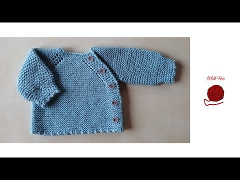 Babypullover mit seitlicher Knopfleiste vorne, Schritt für Schritt, andere Größen siehe Infobox