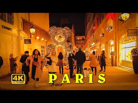 🎄Paris Christmas walk 2021 - Paris Expensive Shopping Streets  [4K UHD]