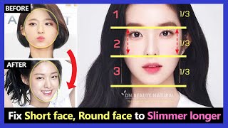 How to fix a Short face, Round face!! make the middle face slimmer longer (Korean facial exercises)