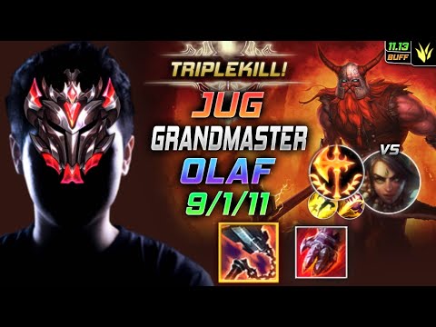 GrandMaster Olaf Jungle vs Nidalee - 천상계 정글 올라프 템트리 룬 스테락 정복자 オラフ Олаф 狂战士 歐拉夫 - LOL KR 11.13