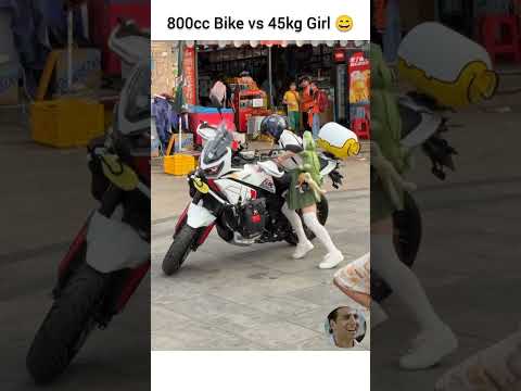 800cc Bike vs 45kg Girl 😄#shorts #reaction #funny #bike #rider #video
