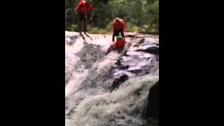 Canyoning Dalat, Vietnam sliding in waterfall 6 years Ivan