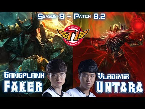 SKT T1 Faker GANGPLANK vs SKT T1 Untara VLADIMIR Top - Patch 8.2 KR Ranked