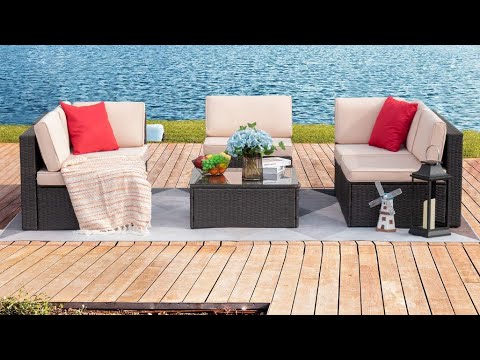 Devoko Patio Furniture Sets 6 Pieces Outdoor Sectional Rattan Sofa Review, Very comfy and easy to pu