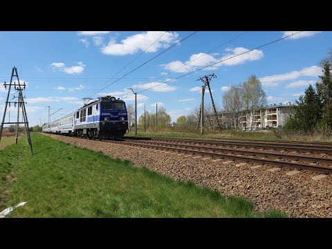 EP09-045 + IC WYSPIAŃSKI z Wrocławia do Przemyśla, w okolicy ul. Załęskiej w Rzeszowie 20.04.2020.