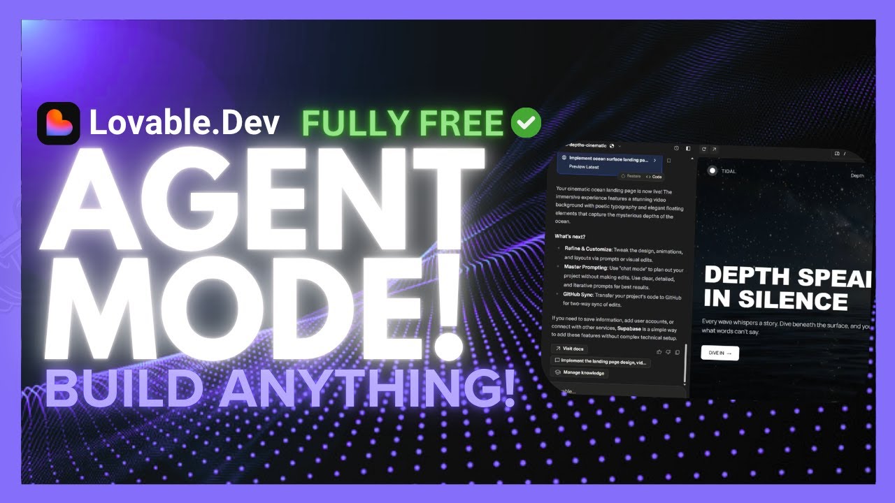 Lovable 2.0: NEW Agent Mode Can Build ANYTHING! Create Full-Stack Apps With No CODE! (FULLY FREE)