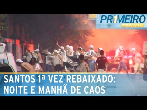 Santos rebaixado: torcedores vandalizam carros e ônibus após queda | Primeiro Impacto (07/12/23)