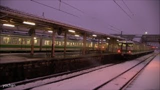 preview picture of video '【JR東日本】115系電車と吹雪の吉田駅(新潟県燕市) Snowstorm&Train(Niigata,Japan)'