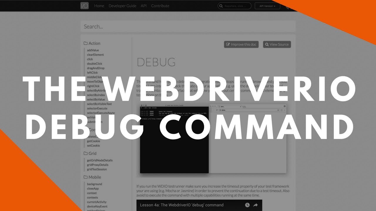 Lesson 4a: The WebdriverIO 'debug' command