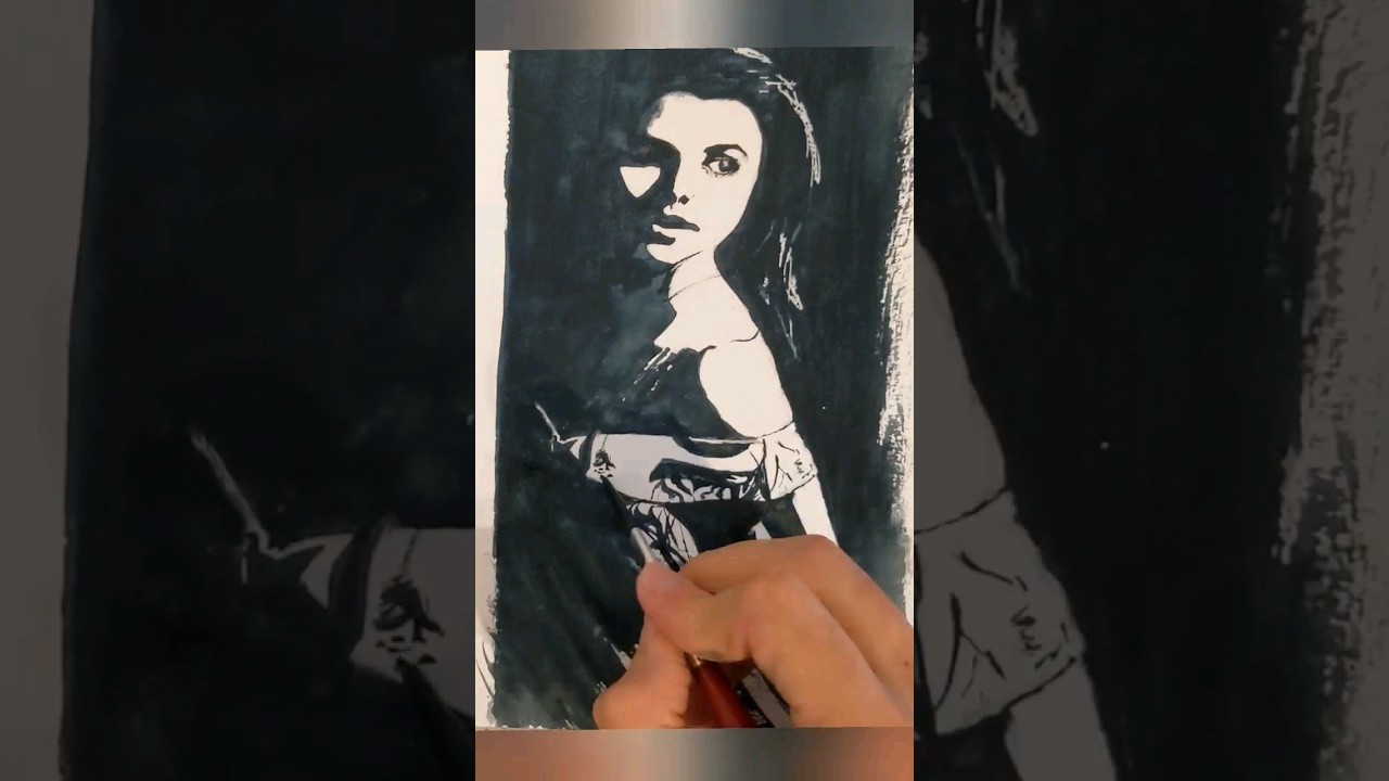Watch Aquarelle Noir Et Blanc Now Portrait noir et blanc #art #painting #watercolor #drawing