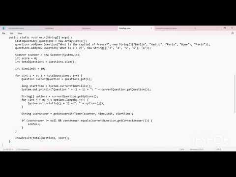 Codsoft Internship Task 4java Programmingquiz Application With Timer