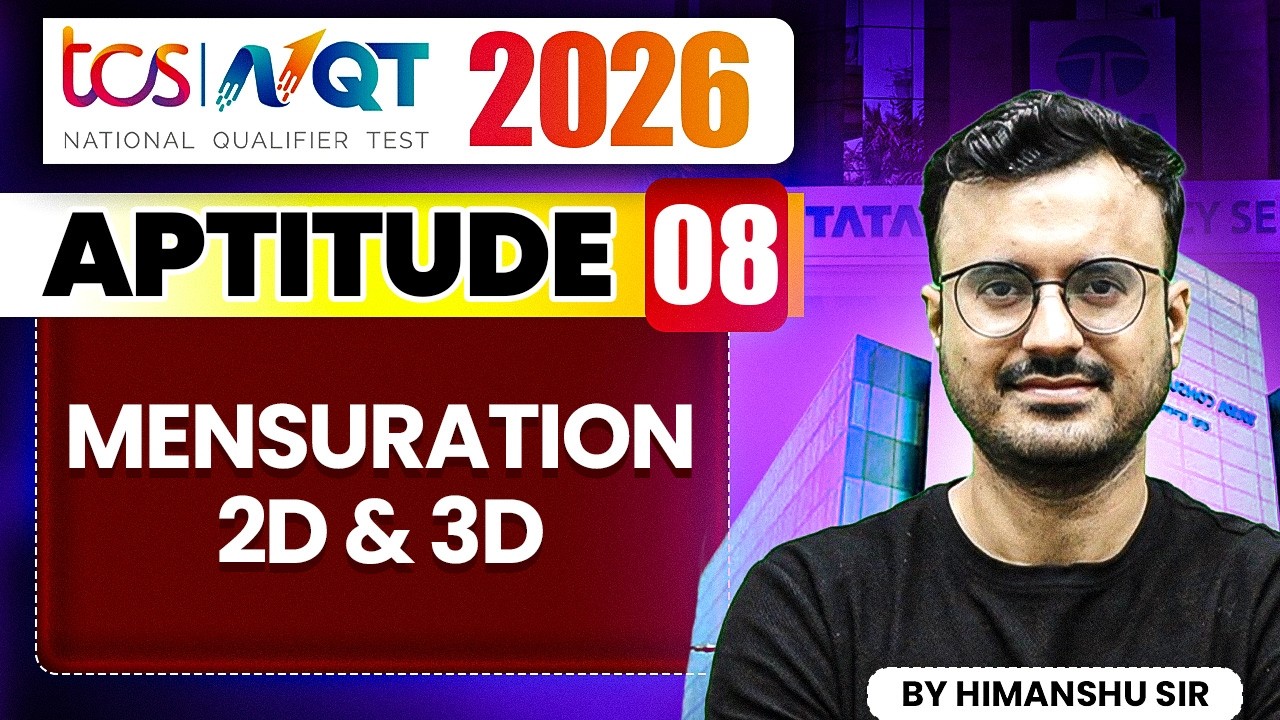 TCS NQT 2026 | Aptitude 08 | Mensuration 2D &3D | TCS NQT Preparation