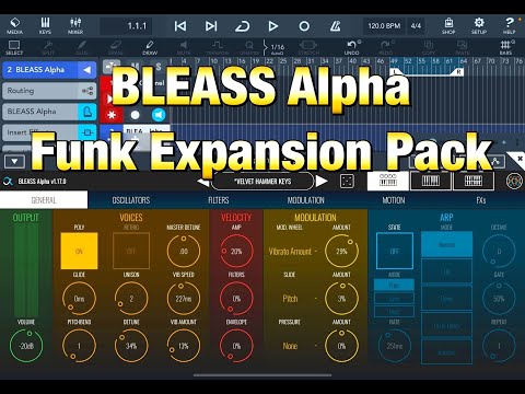 BLEASS Alpha Synthesizer - New FUNK Expansion Pack Demo - Not Just for Funk - iPad Demo