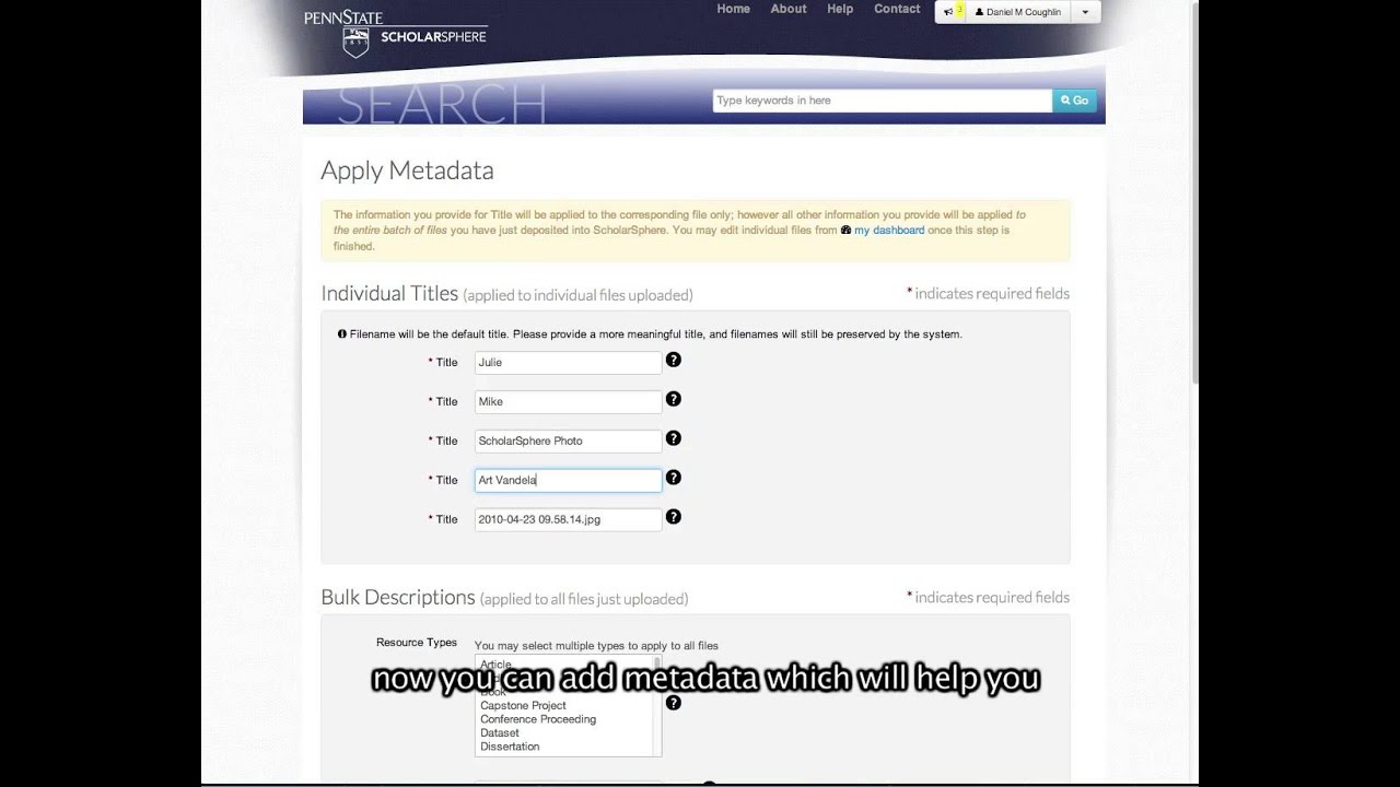 Uploading in ScholarSphere