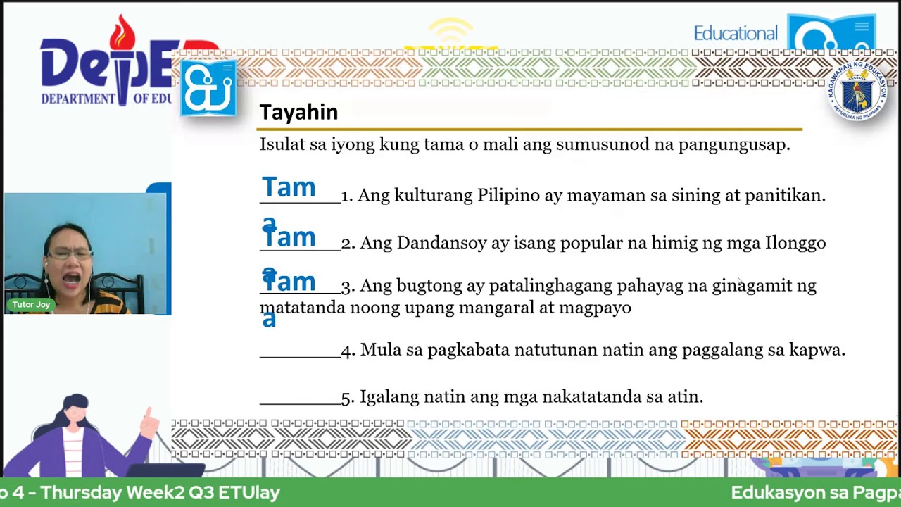 Edukasyon sa Pagpapakatao 4 - Thursday Week2 Q3 ETUlay