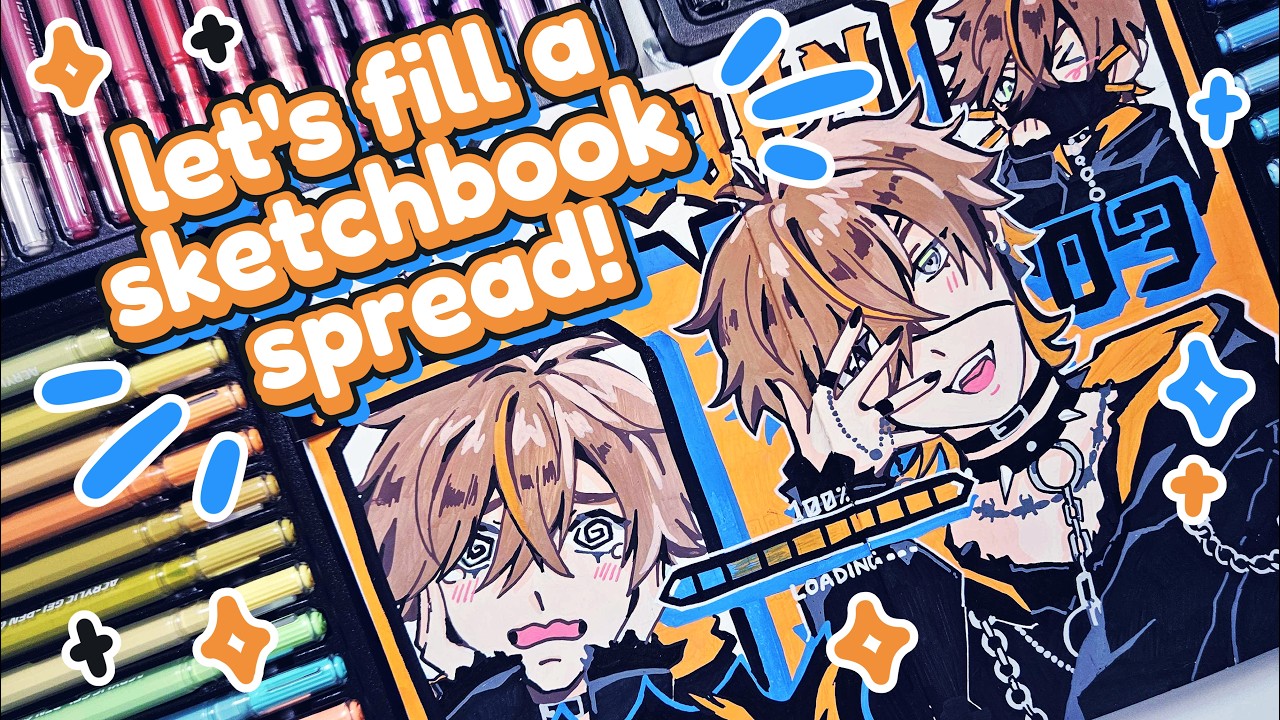 Long Sketchbook Session with Acrylic Markers! 🧡