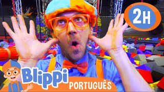 Blippi Brinca e Salta no Trampolim! 🦘 2 HORAS DO BLIPPI BRASIL! 🪂 Vídeos Educativos para Crianças