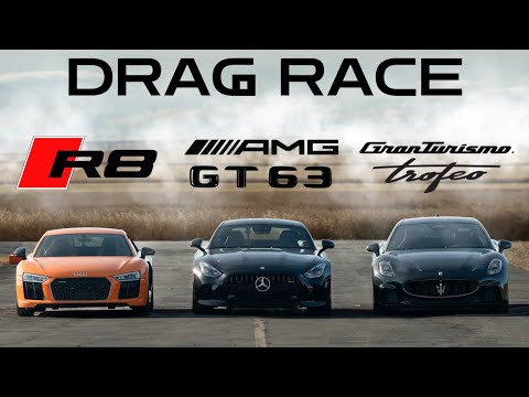 Audi R8 V10+ vs AMG GT63 vs GranTurismo Trofeo 